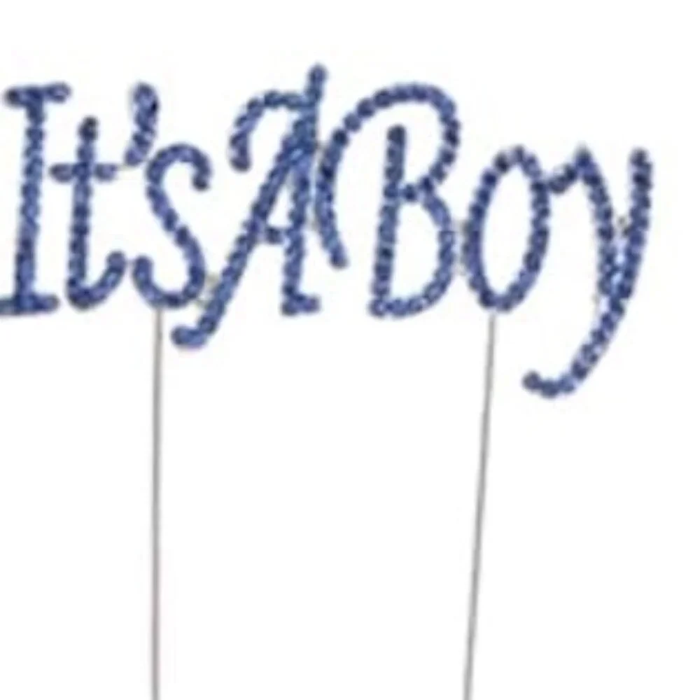 It's A Boy Cake Topper Blue Rhinestone Metal Decoration Baby Shower Centerpiece